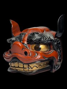 Vintage Japanese Koma-Inu Foo Dog Lacquer Mask - Image 3