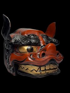 Vintage Japanese Koma-Inu Foo Dog Lacquer Mask - Image 2