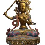 Old Sino-Tibet Gilded Brass Cloisonne Robe Manjushri
