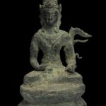 Antique Brass Dewi Sri Seated Atop Lotus Base