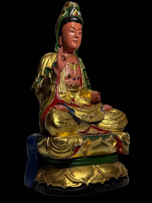 Old Hand Carved Guanyin Camphor Wood - Image 2