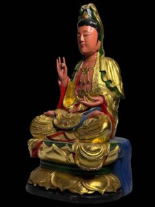 Old Hand Carved Guanyin Camphor Wood - Image 3