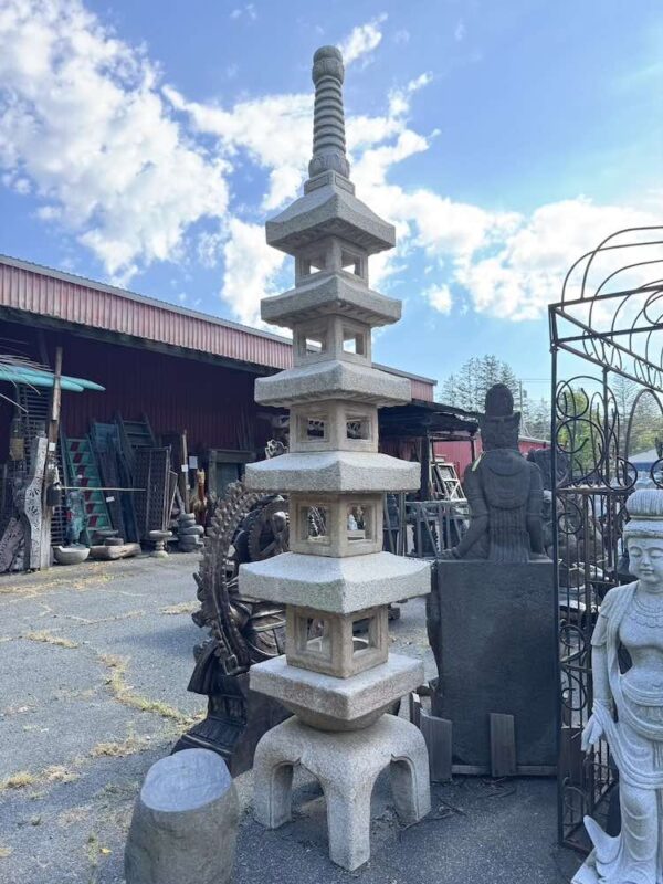 Over 12' Tall Six Tier Pagoda Granite Lantern - Image 3