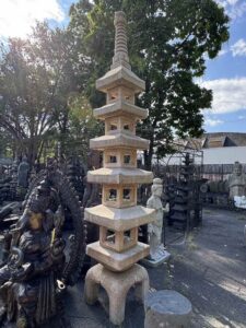 Over 12' Tall Six Tier Pagoda Granite Lantern