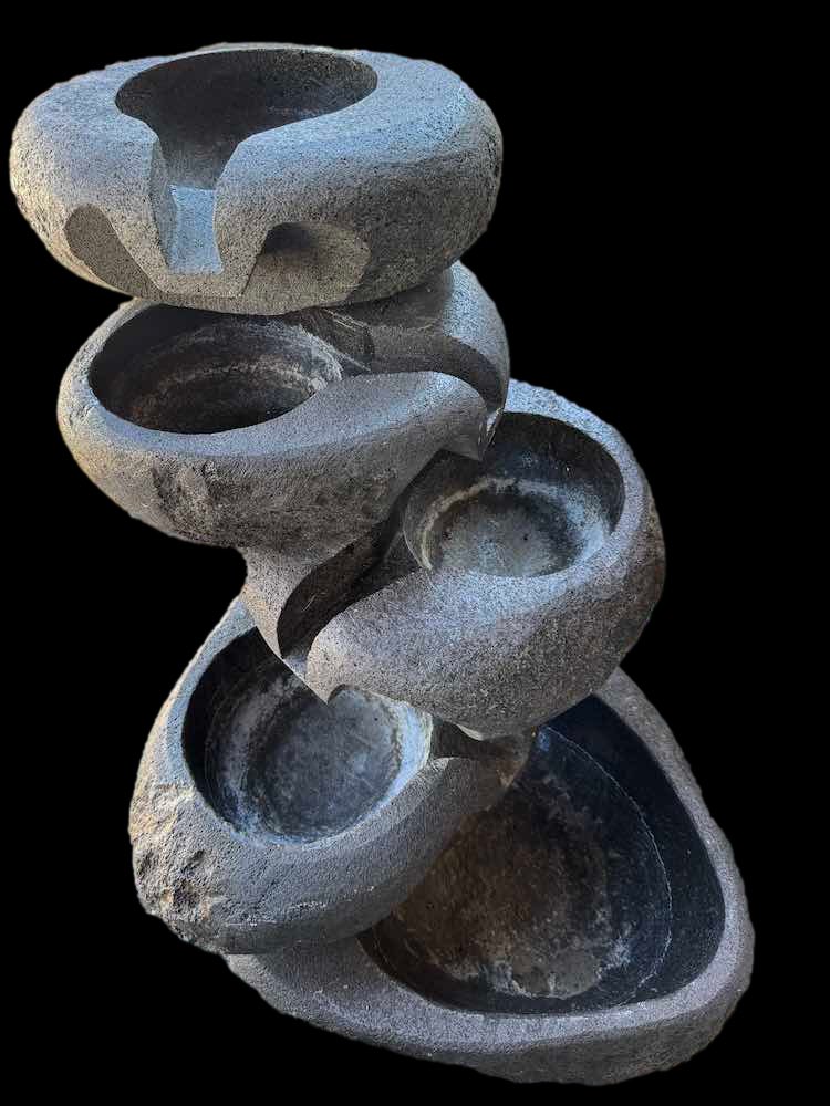 Five Basin Basalt River Boulder Fountain