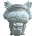 White Marble Double Dragon Incense Burner