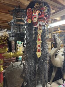 Hand Carved High Quality Rangda Dance Mask Hair Black - Image 4