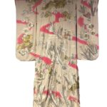 Vintage Silver Fern Gold Crane Wedding Kimono