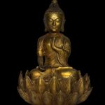 Old Tibetan Gilded Buddha On Lotus Base