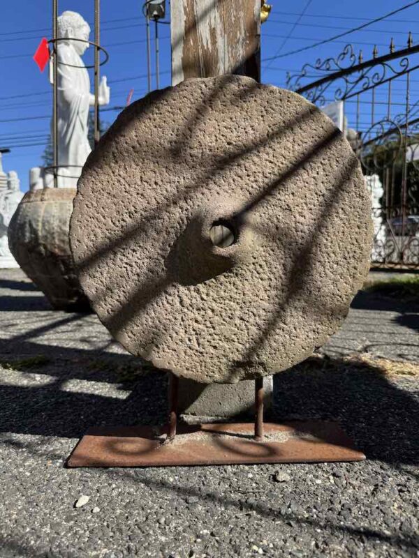 Antique Indian Stone Grinder On Stand - Image 2