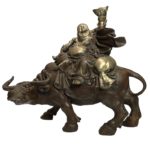 Vintage Brass Hotei On Water Buffalo