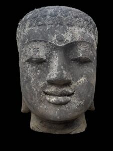 Old Temple Buddha Head Lava Stone - Image 2