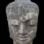 Old Temple Buddha Head Lava Stone