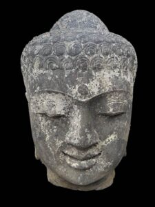 Old Temple Buddha Head Lava Stone