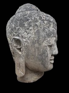 Old Temple Buddha Head Lava Stone - Image 5