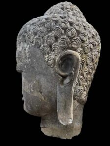 Old Temple Buddha Head Lava Stone - Image 6