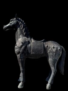 Old Javanese Brass Standing Black Horse
