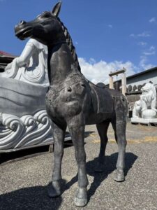 Old Javanese Brass Standing Black Horse - Image 4