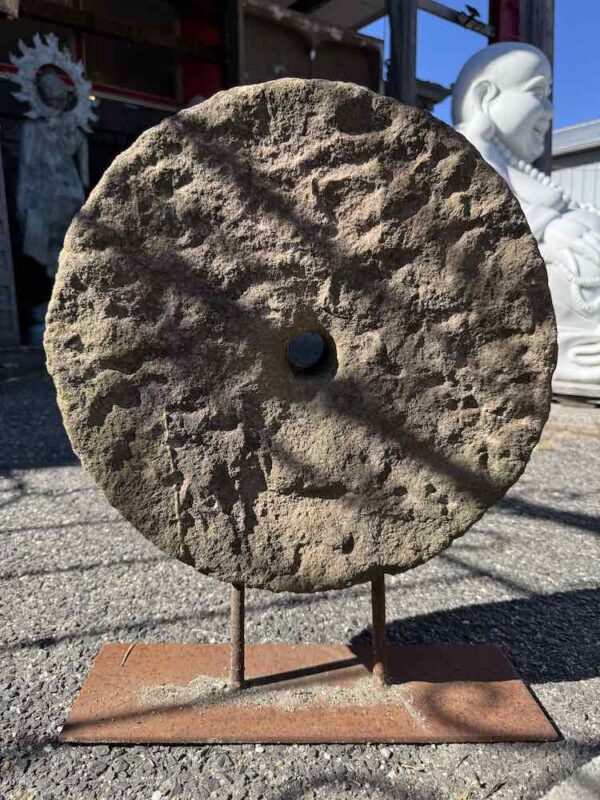 Antique Indian Stone Grinder On Stand - Image 5