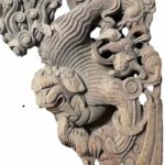 Antique Chinese Corbel Bracket - Foo Lion & Cub