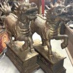 Old Wood Carved Qilin Pair