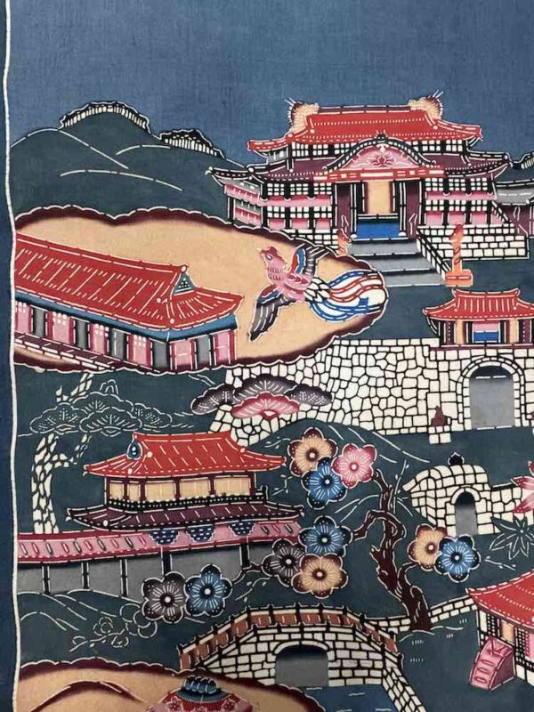 Old Bingata Wall Hanging Scroll Japan - Image 2