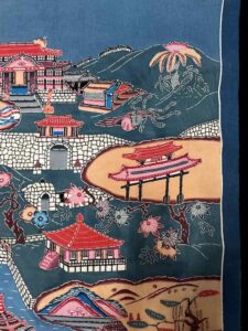 Old Bingata Wall Hanging Scroll Japan - Image 3
