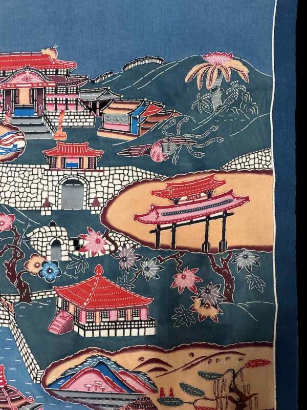 Old Bingata Wall Hanging Scroll Japan - Image 3