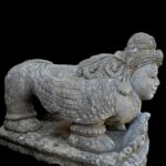 Antique Javanese Hindu Temple Kamadhenu Lava Stone Sculpture