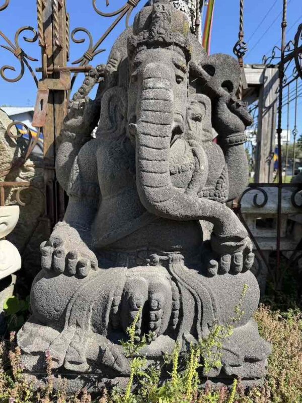 43" Lava Stone Ganesha Sit On Rectangular Base - Image 2