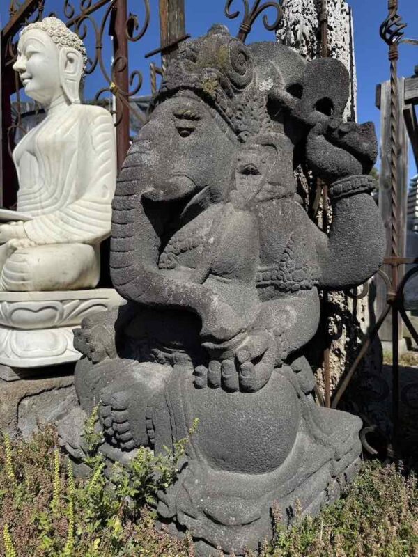 43" Lava Stone Ganesha Sit On Rectangular Base - Image 4