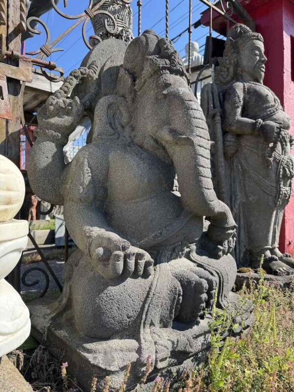 43" Lava Stone Ganesha Sit On Rectangular Base - Image 3