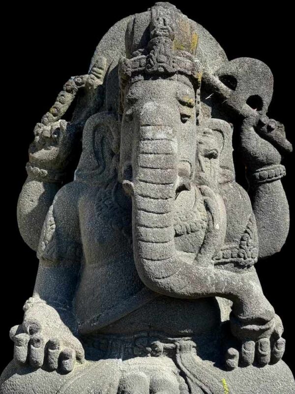 43" Lava Stone Ganesha Sit On Rectangular Base - Image 1