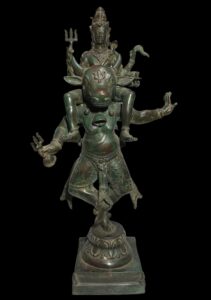 Rare Brass Shiva Sits Atop Dancing Nandi