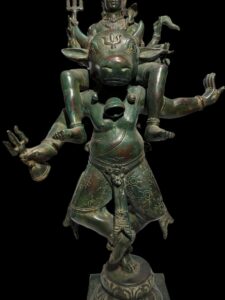 Rare Brass Shiva Sits Atop Dancing Nandi - Image 3