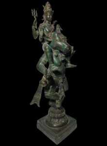 Rare Brass Shiva Sits Atop Dancing Nandi - Image 5