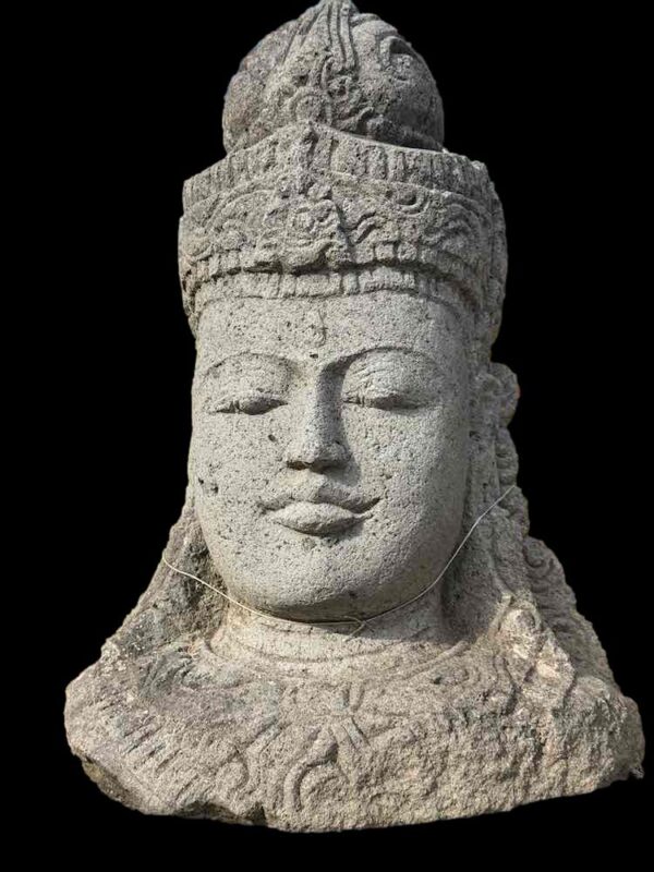 Hand Carved Lava Stone Vishnu Bust - Image 1