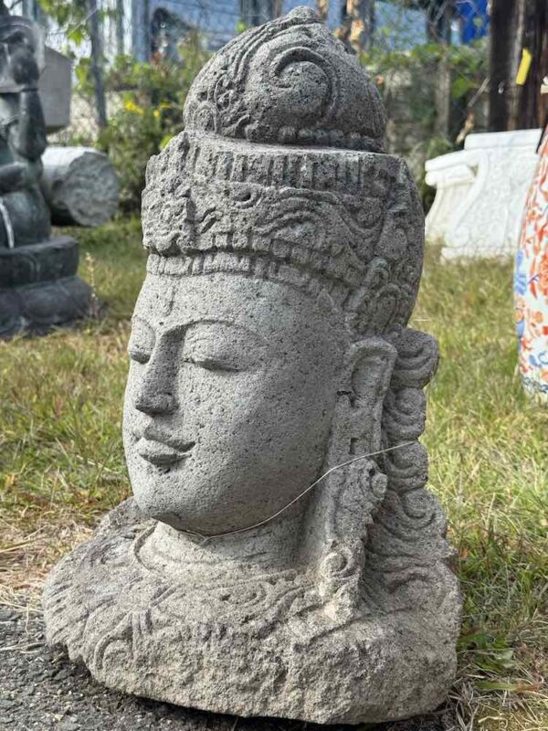 Hand Carved Lava Stone Vishnu Bust - Image 4