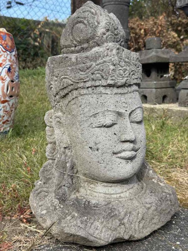 Hand Carved Lava Stone Vishnu Bust - Image 3