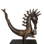 Large Batak Seahorse Medicine Brass Box On Stand
