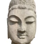 Old Gray Marble Guan Yin Head