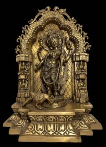 Brass Cast Ornate Saraswati Shrine On Base India