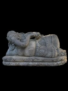 Antique Recline Ganesha Lava Stone