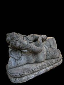Antique Recline Ganesha Lava Stone - Image 2