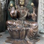 Life Size Brass Lakshmi Seated On Lotus Base