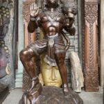 Life Size Brass Hanuman On Mountain Base