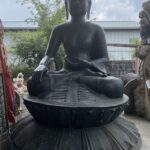 7.5' Lost Wax Brass Medicine Buddha Atop Lotus Base