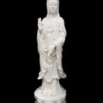 Hand Carved White Marble Guan Yin Avalokiteshvara Stand