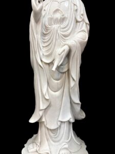 Hand Carved White Marble Guan Yin Avalokiteshvara Stand - Image 4