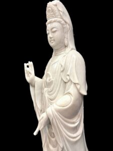 Hand Carved White Marble Guan Yin Avalokiteshvara Stand - Image 6
